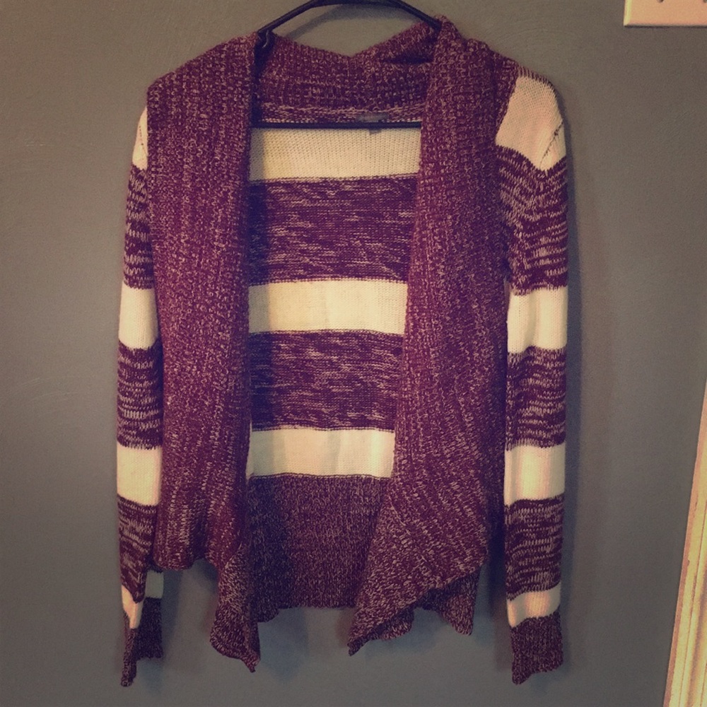 Red and white cardigan